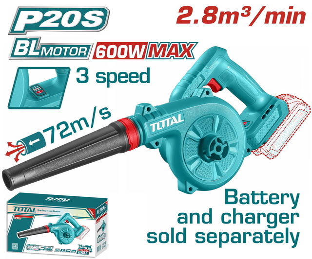 TOTAL ΕΠΑΓΓ. ΦΥΣΗΤΗΡΑΣ ΜΠΑΤ. Li-ion 20V ΧΩΡΙΣ ΜΠΑΤΑΡΙΑ & ΦΟΡΤΙΣΤΗ BL Motor (TABLI2068)