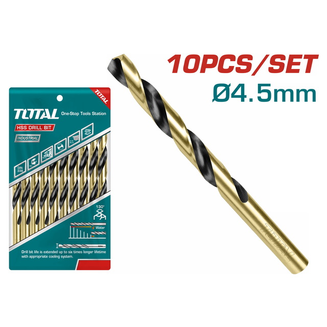 TOTAL HSS DRILL BIT DIN 338 4.5mm (TAC100453)