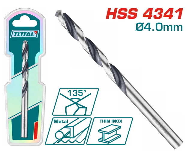 TOTAL 4341 HSS drill bit 4mm 1pcs (TAC1200404)