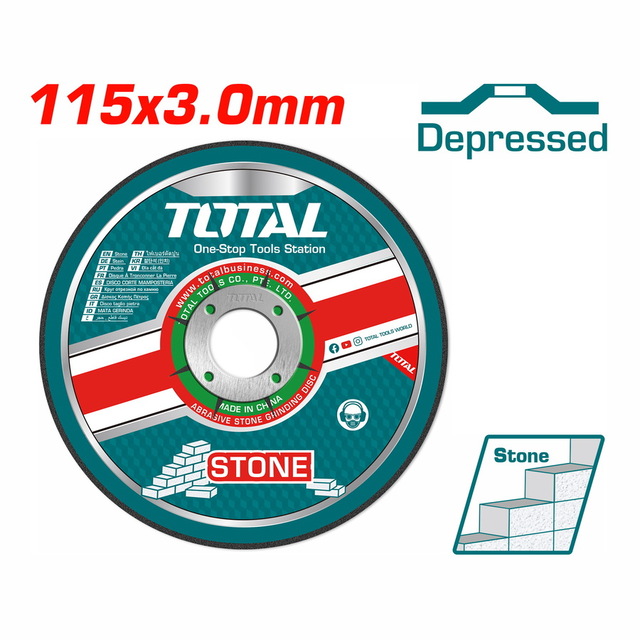 TOTAL ABRASIVE STONE CUTTING DISC 115 X 3mm (TAC2221151)