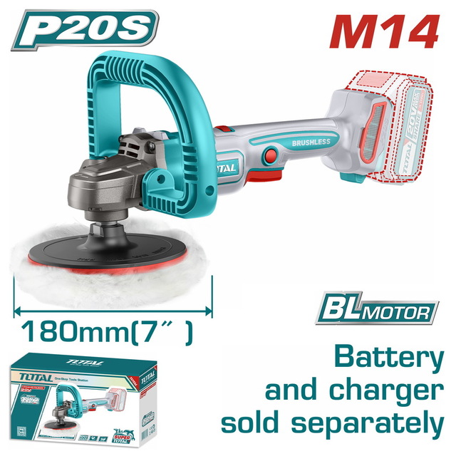 TOTAL Cordless polisher Li-ion 20V / 180mm (TAPLI2018)