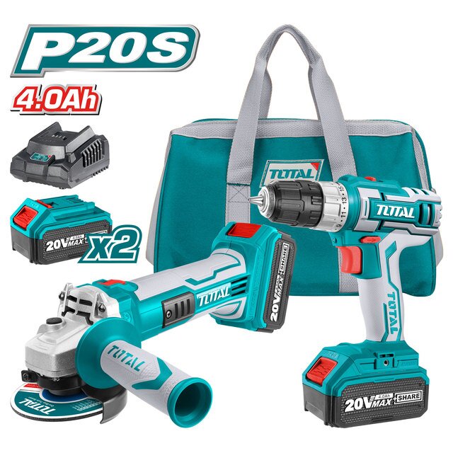 TOTAL Li-ion CORDLESS COMBO KIT 20V / 4Ah (TCKLI2007)