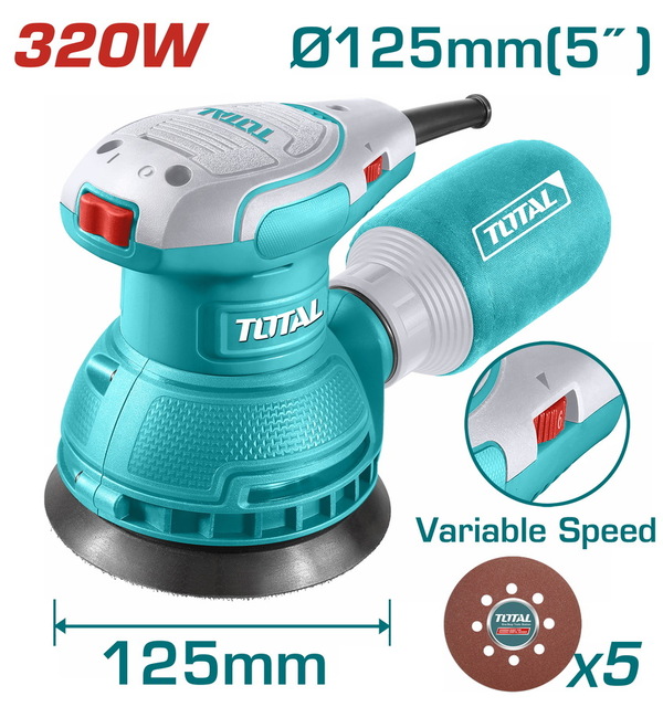 TOTAL Rotary sander 320W / Φ-125mm (TF2131256)