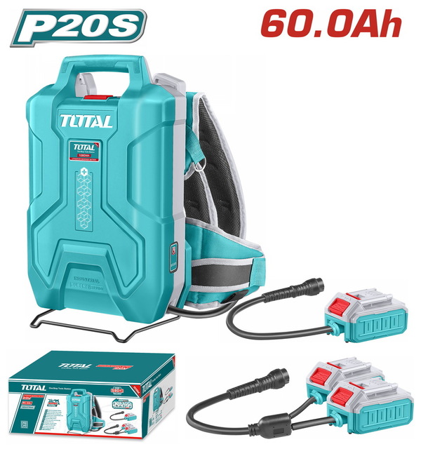 TOTAL ΕΠΑΓΓ. ΤΡΟΦΟΔΟΤΙΚΟ ΠΛΑΤΗΣ ΜΠΑΤΑΡΙΑΣ Li-ion 20V/20V+20V / 60Ah / 30Ah (1080Wh) (TFBLI241110)