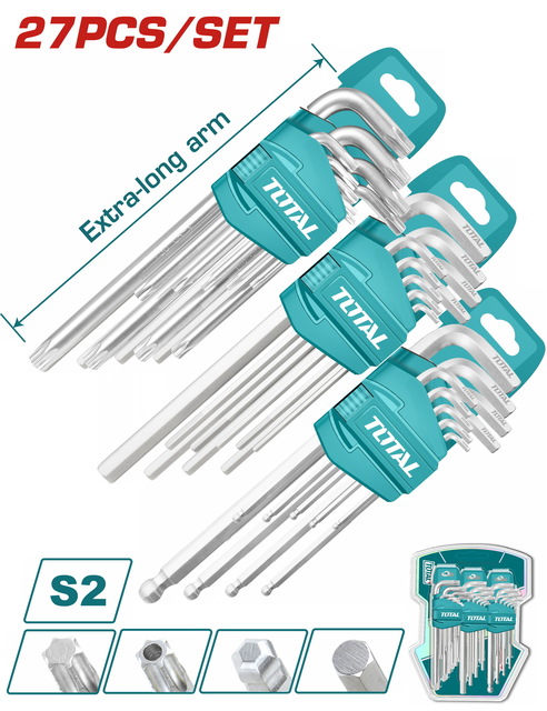 TOTAL 27 Pcs Hex key and torx key set (THT106KT0271)