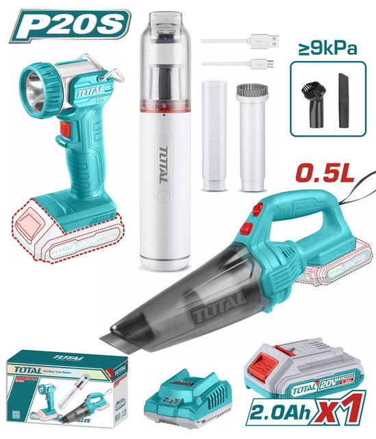 TOTAL Cordless 3pcs combo kit 20V / 2Ah (TOSLI20668E)