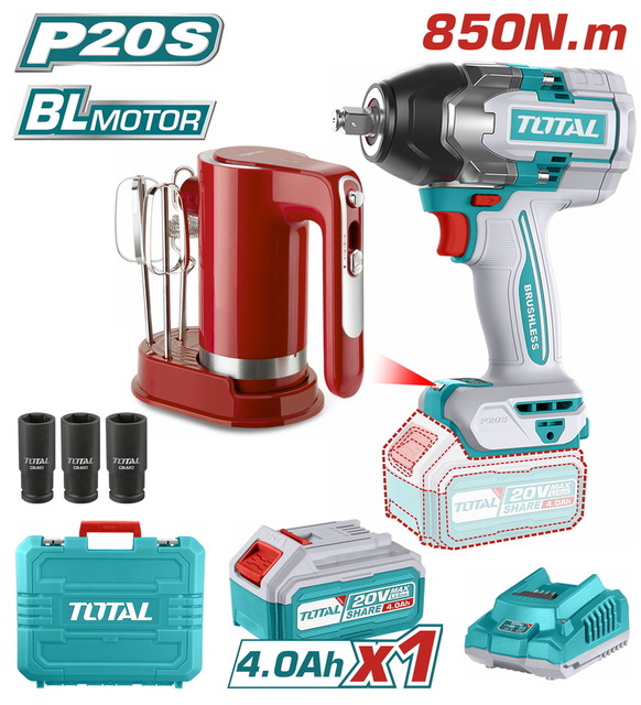 TOTAL Cordless 2 pcs combo kit Li-ion 20V / 4Ah (TOSLI240313E)