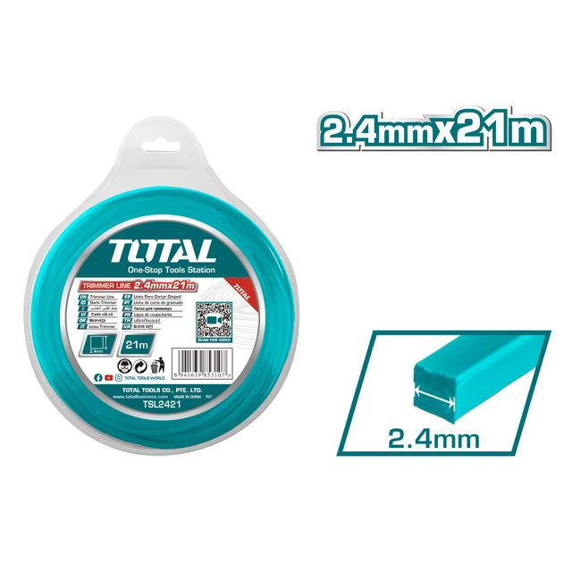 TOTAL TRIMMER LINE SQUARE 2.4mm - 21m (TSL2421)