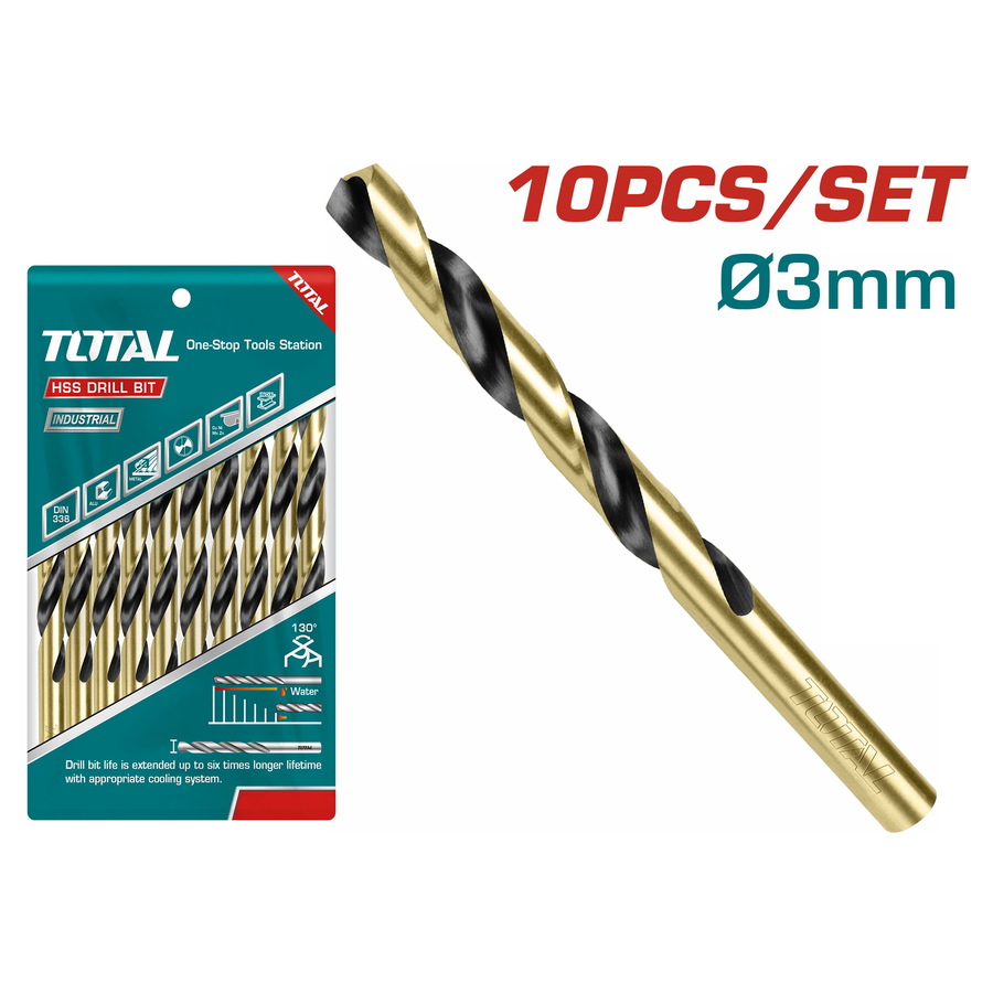 TOTAL HSS DRILL BIT DIN 338 3mm (TAC100303)