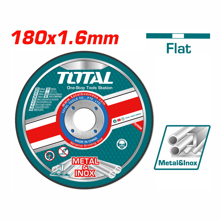 TOTAL INOX - METAL CUTTING DICS 180 X 1.6mm (TAC2211802)