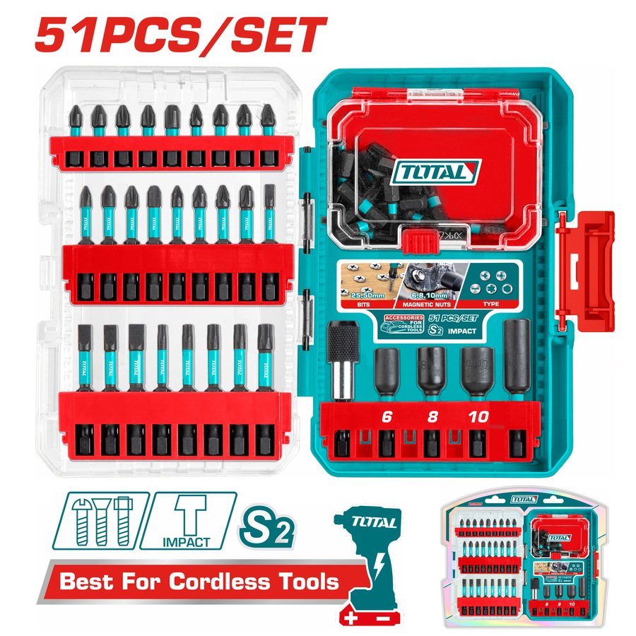 TOTAL 51 Pcs impact screwdriver bits set (TACSDL25106)