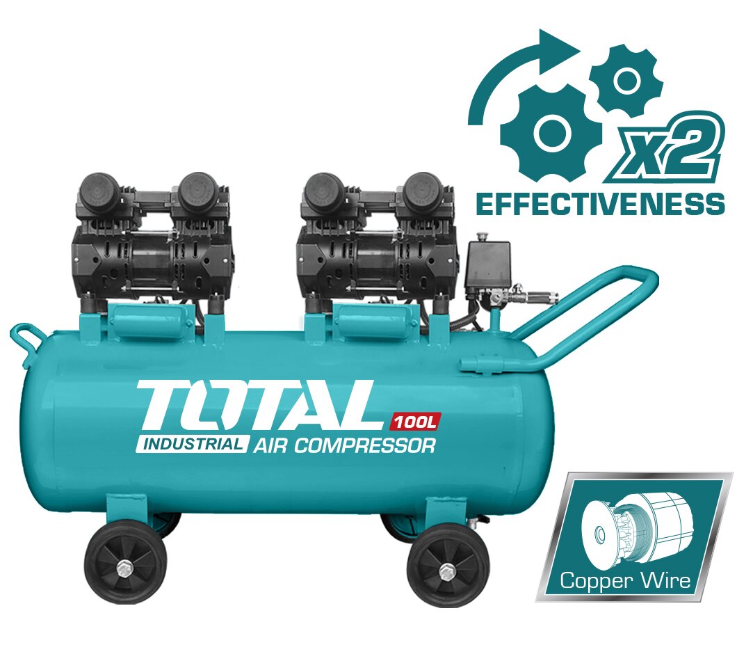 TOTAL Silent and oil free  air compressor 100Lit (TCS2241006)