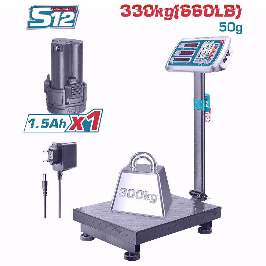 TOTAL Lithium-Ion scale 12V / 300Kg (TES1267)