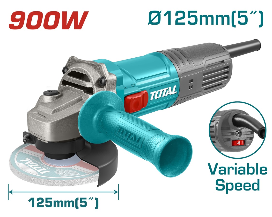 TOTAL ANGLE GRINDER 900W - 125mm WITH ADJUSTABLE SPEED (TG109125565)