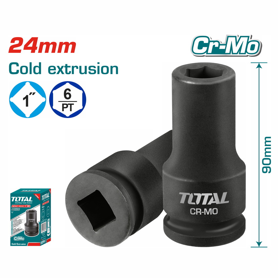 TOTAL 1”DR. Impact Socket 24mm (THHISD0124L)