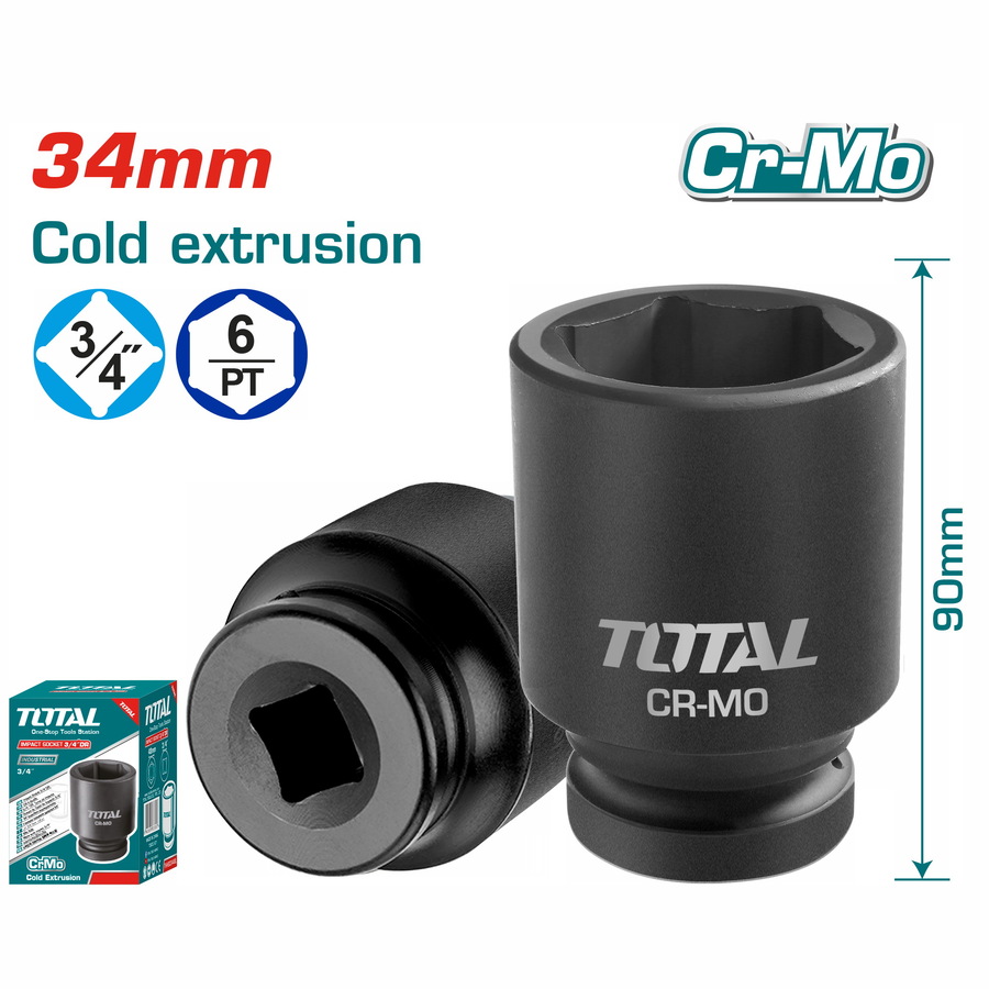 TOTAL 3/4"DR. Impact socket 34mm (THHISD3434L)