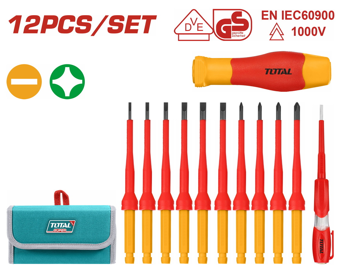 Milwaukee 12-Piece Insulated Screwdriver Set – 1000V, Precision, Chrome Steel, Home Use