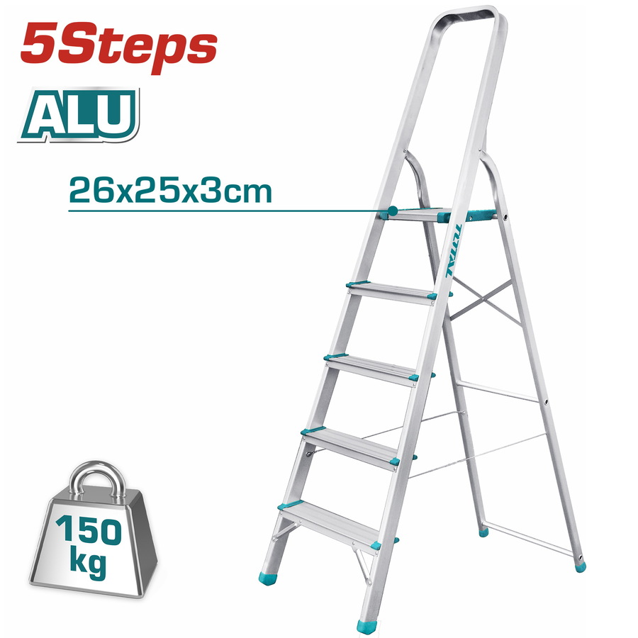 TOTAL ALUMINIUM LADDER 5 STEPS (THLAD06051)