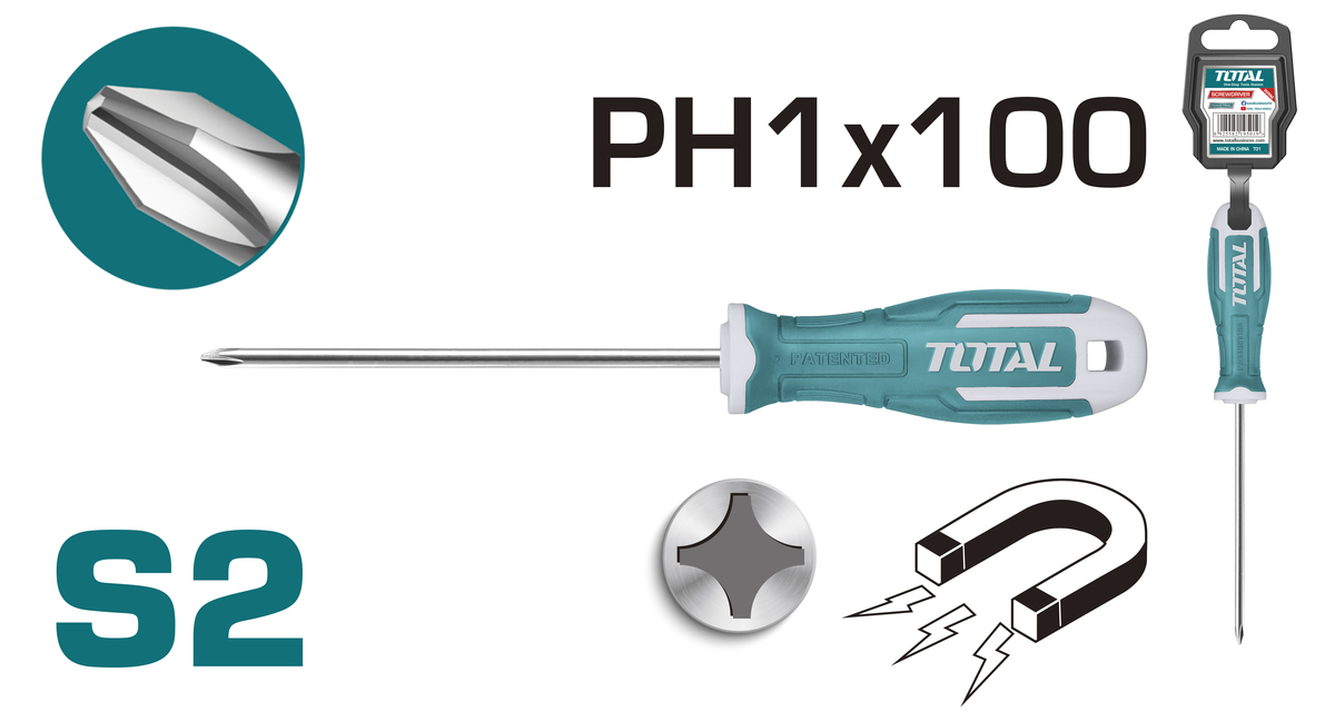 TOTAL PH SCREWDRIVER PH1 X 100mm (THT26PH1100)