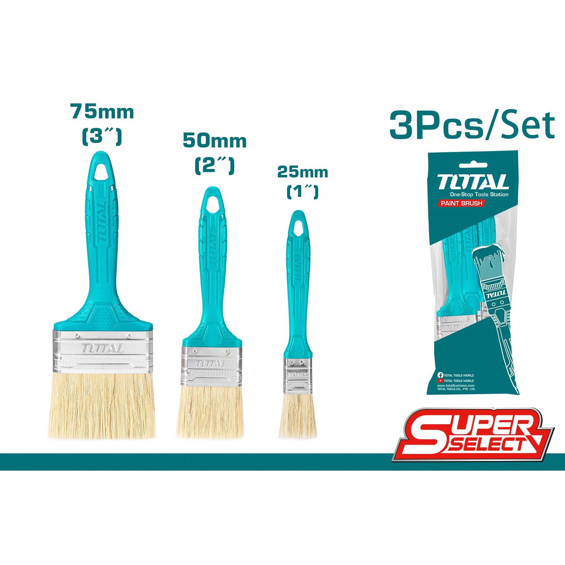 TOTAL 3pcs paint brush set (THT8450301)