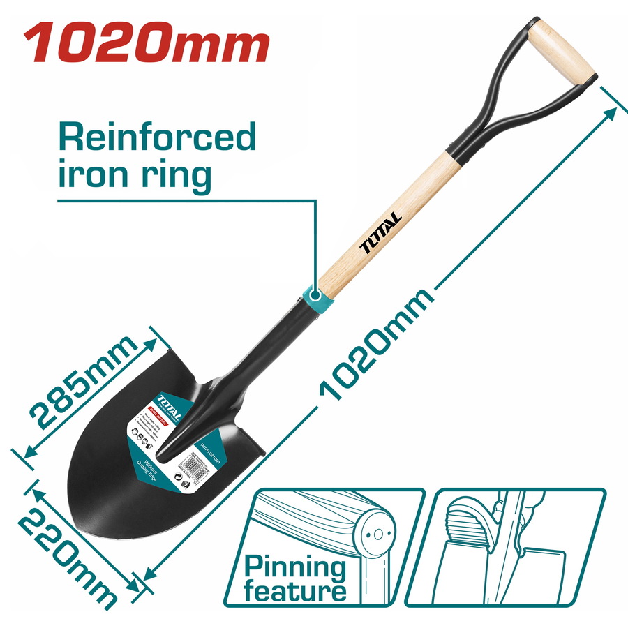 TOTAL STEEL SHOVEL WITH WOODEN HANDLE (THTHW0101)