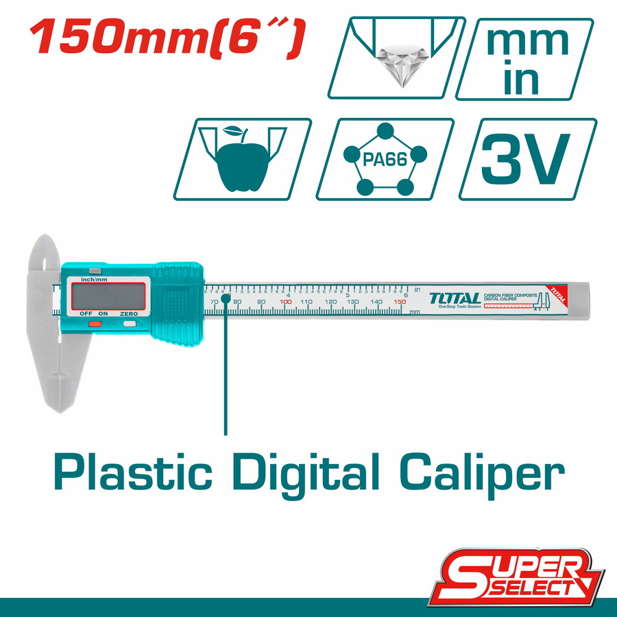 TOTAL Plastic digital caliper 150mm (TMT331501)