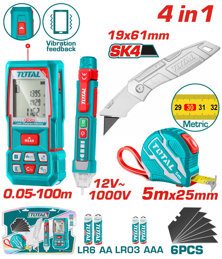 TOTAL Laser distance detector combo kit (TOS250701M)