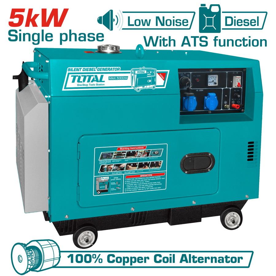 TOTAL SILENT DIESEL GENERATOR 5.000W WITH ATS (TP250001-1)