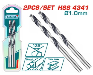 TOTAL 4341 HSS drill bit 1mm 2pcs (TAC1200014)
