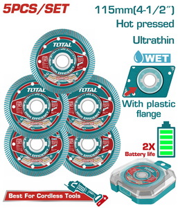 TOTAL Diamond disc set for cordless angle grinder (TAC2151158)