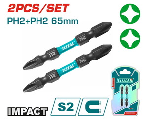 TOTAL Impact screwdriver bits ΡH2+PH2 65mm 2pcs (TACIM72PH265)