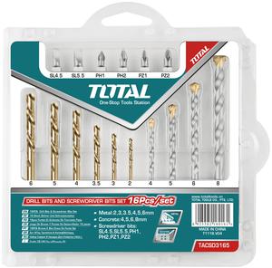 TOTAL Drill bits and screwdriver bits set 16pcs (TACSD3165)
