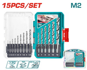TOTAL 15 Pcs M2 HSS drill bit (TACSDL51508)