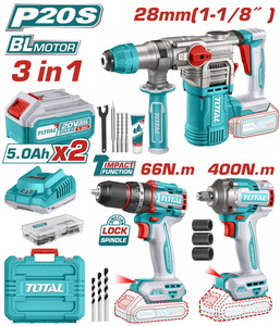 BF TOTAL ΕΠΑΓΓ. ΣΕΤ ΔΡΑΠ/ΒΙΔΟ ΚΡΟΥΣΤ.+ΠΝΕΥΜΑΤΙΚΟ ΠΙΣΤ.+ ΜΠΟΥΛΟΝΟΚΛΕΙΔΟ ΜΠΑΤ. Li-ion 20V (TCKLI20638E)