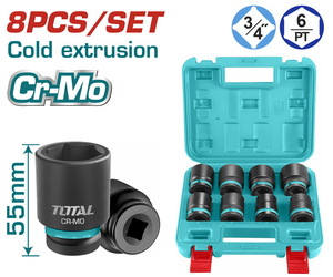 TOTAL 8 Pcs 3/4"DR. Impact socket set (THKISD34081)