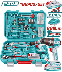 TOTAL ΕΠΑΓΓ. ΣΕΤ ΔΡΑΠ/ΒΙΔΟ ΚΡΟΥΣΤΙΚΟ ΜΠΑΤ. Li-ion 20V/2Ah/66Nm/1 ΜΠΑΤ BL Motor 166ΤΕΜ (THKTHP41667E)