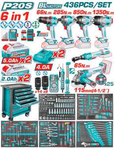 TOTAL ΕΠΑΓΓ. ΕΡΓΑΛΕΙΟΦΟΡΟΣ ΜΕ 20V 6 in1 ΕΡΓΑΛΕΙΑ & 436ΤΕΜ ΕΡΓΑΛΕΙΑ-ΕΞΑΡΤΗΜΑΤΑ (THPTCS84362E)