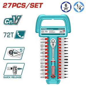 TOTAL 27 Pcs 1/4" socket set (THT141271)