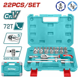 TOTAL 22 Pcs 3/8" socket set (THT381221)