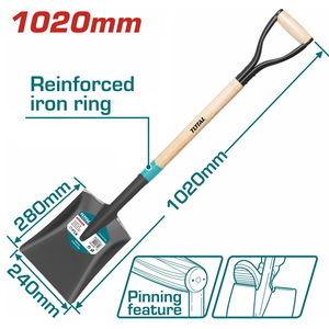 TOTAL STEEL SHOVEL WITH WOODEN HANDLE (THTHW0102)