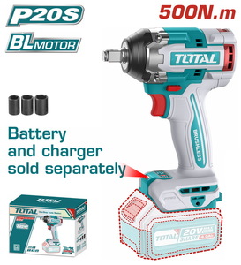 TOTAL Cordless impact wrench battery Li-ion 20V / 500Nm without battery & charger (TIWLI20501)
