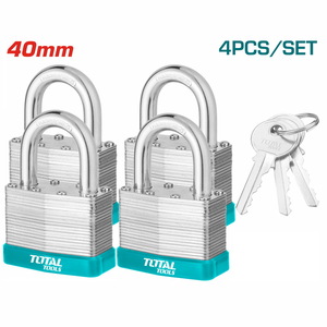 TOTAL 4Pcs key-alike laminated padlock set 40mm (TLPK364004)