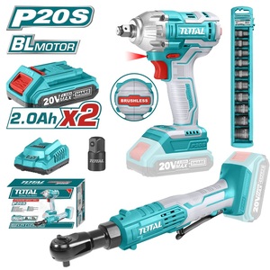 TOTAL ΣΕΤ ΜΠΟΥΛΟΝΟΚΛΕΙΔΟ + ΚΑΣΤΑΝΙΑ ΜΠΑΤ. Li-ion 20V / 2Ah / 2 ΜΠΑΤΑΡΙΕΣ (TOSLI23043E)