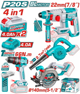 TOTAL Cordless 4 pcs combo kit (TOSLI250695E)