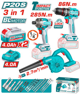 TOTAL Cordless 3 pcs combo kit (TOSLI250883E)